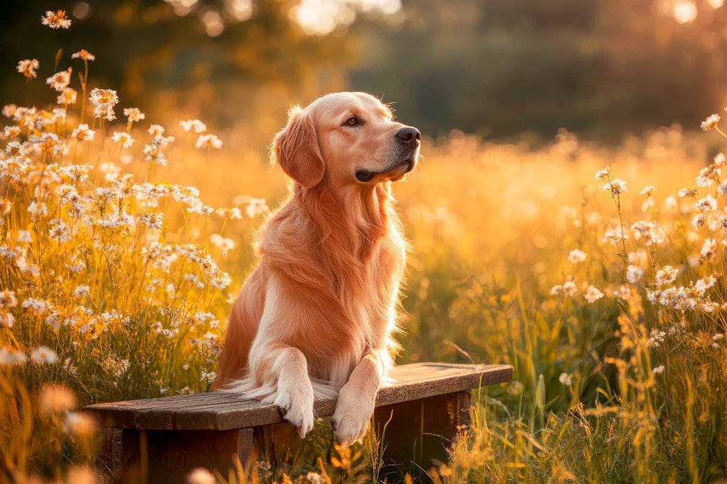 Premium Textil-Leinwand Golden Retriever in der Natur