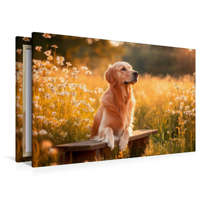 Premium Textil-Leinwand Golden Retriever in der Natur