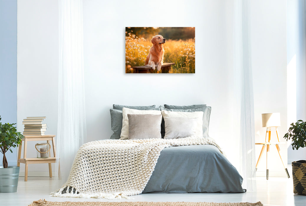 Premium Textil-Leinwand Golden Retriever in der Natur