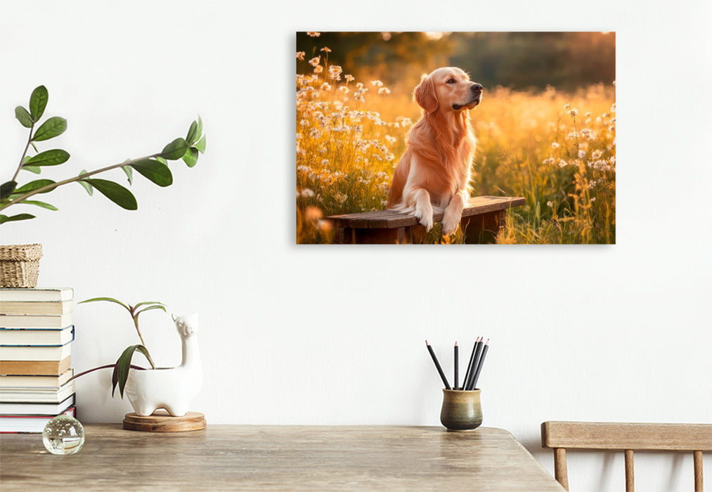 Premium Textil-Leinwand Golden Retriever in der Natur