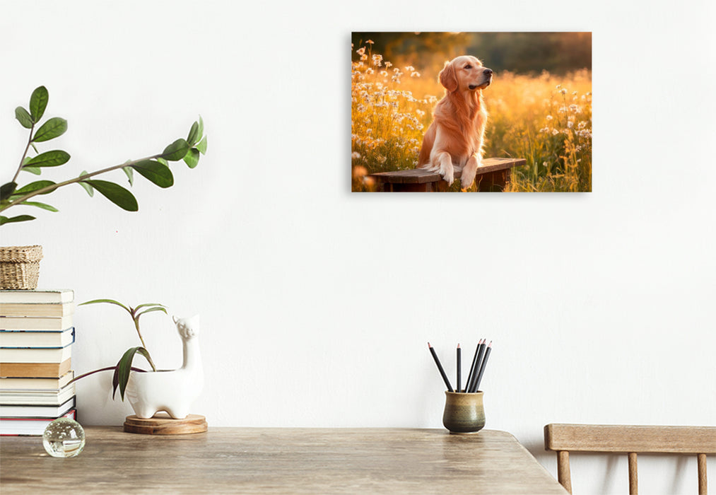 Premium Textil-Leinwand Golden Retriever in der Natur
