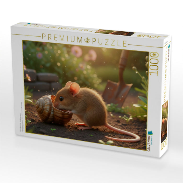 Kleine Maus mit Schneckenhaus - CALVENDO Foto-Puzzle'