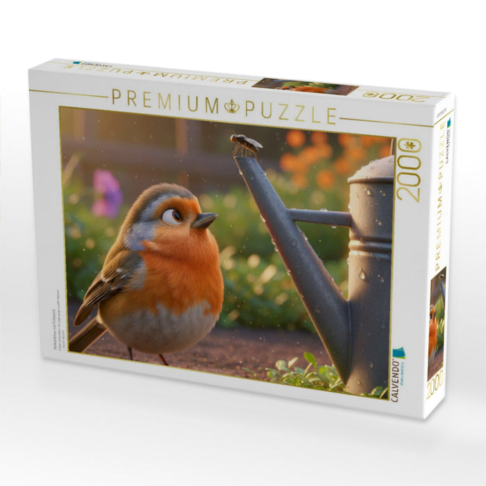Rotkehlchen mit Frühstück - CALVENDO Foto-Puzzle'