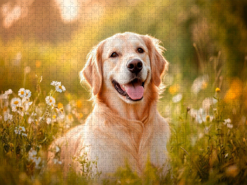 Golden Retriever im sommerlichen Abendlicht - CALVENDO Foto-Puzzle'
