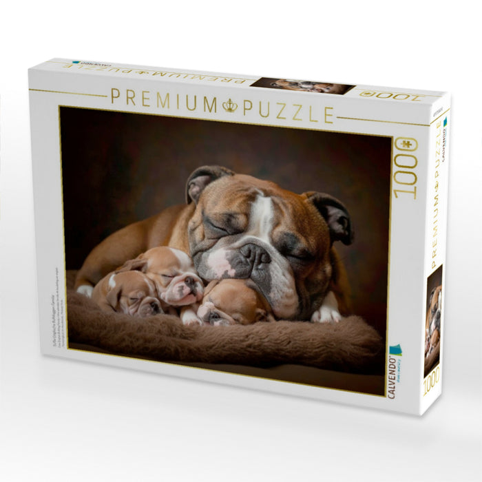 Süße Englische Bulldoggen Familie - CALVENDO Foto-Puzzle'