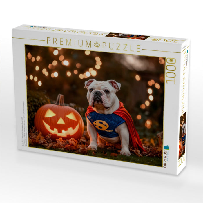Englische Bulldogge als Halloween Superheld - CALVENDO Foto-Puzzle'