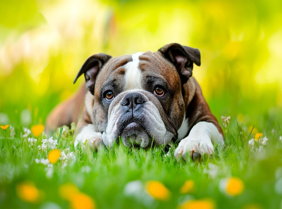 Englische Bulldogge genießt die Natur - CALVENDO Foto-Puzzle'
