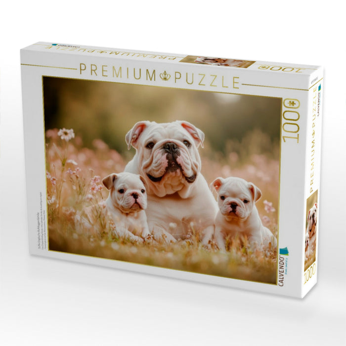 Süße Englische Bulldoggenfamilie - CALVENDO Foto-Puzzle'