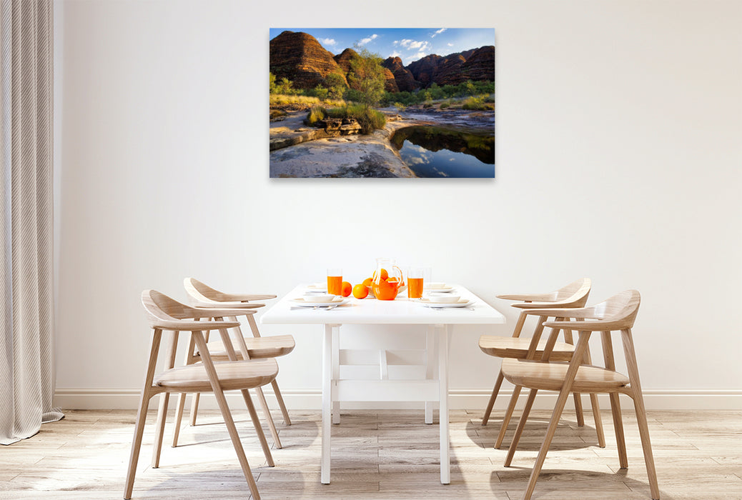Premium Textil-Leinwand Pancake Mountains: bizarre Felsformen im australischen Outback