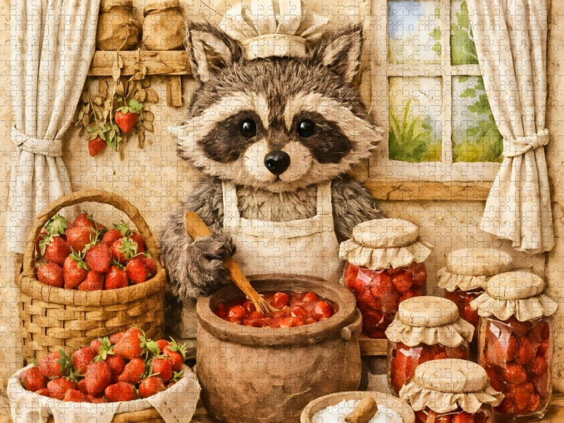 Sommer in der Marmeladenküche - Dachs mit der Marmelade - CALVENDO Foto-Puzzle'