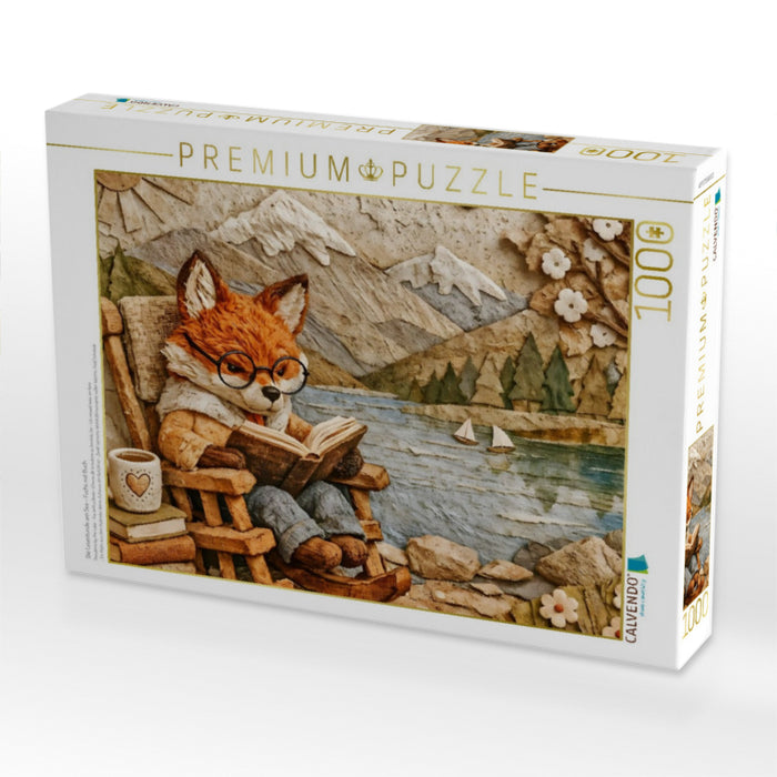 Die Lesestunde am See - Fuchs mit Buch - CALVENDO Foto-Puzzle'