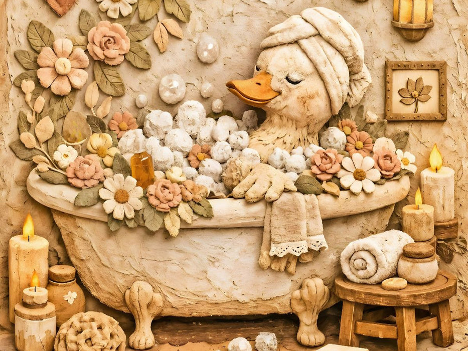 Blütenbad für die Seele - Ente in der Badewanne - CALVENDO Foto-Puzzle'