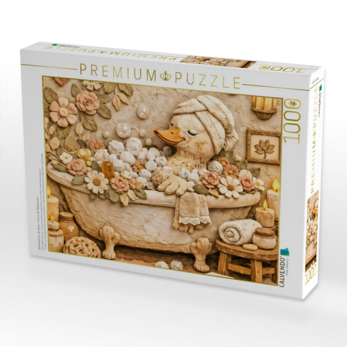 Blütenbad für die Seele - Ente in der Badewanne - CALVENDO Foto-Puzzle'