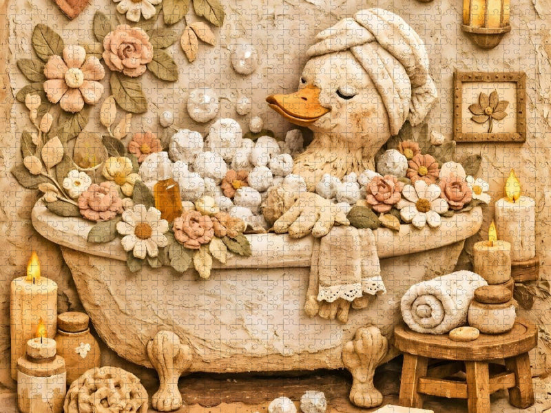 Blütenbad für die Seele - Ente in der Badewanne - CALVENDO Foto-Puzzle'