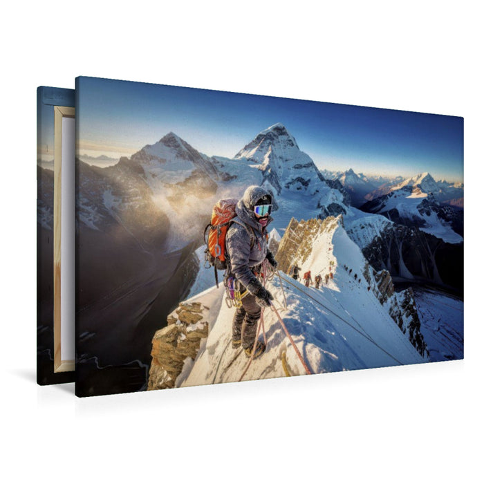 Premium Textil-Leinwand Die Krone der Erde — Für alle, die höher wollen.