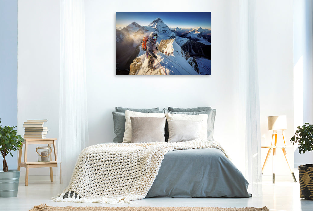 Premium Textil-Leinwand Die Krone der Erde — Für alle, die höher wollen.