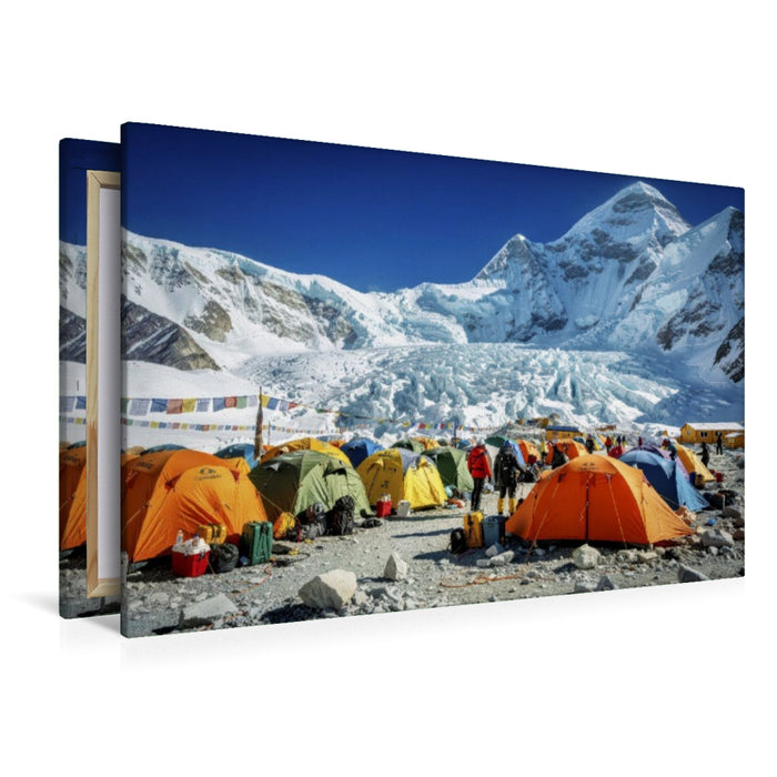 Premium Textil-Leinwand Wo Atem Mut wird — Der Everest beginnt im Kopf.