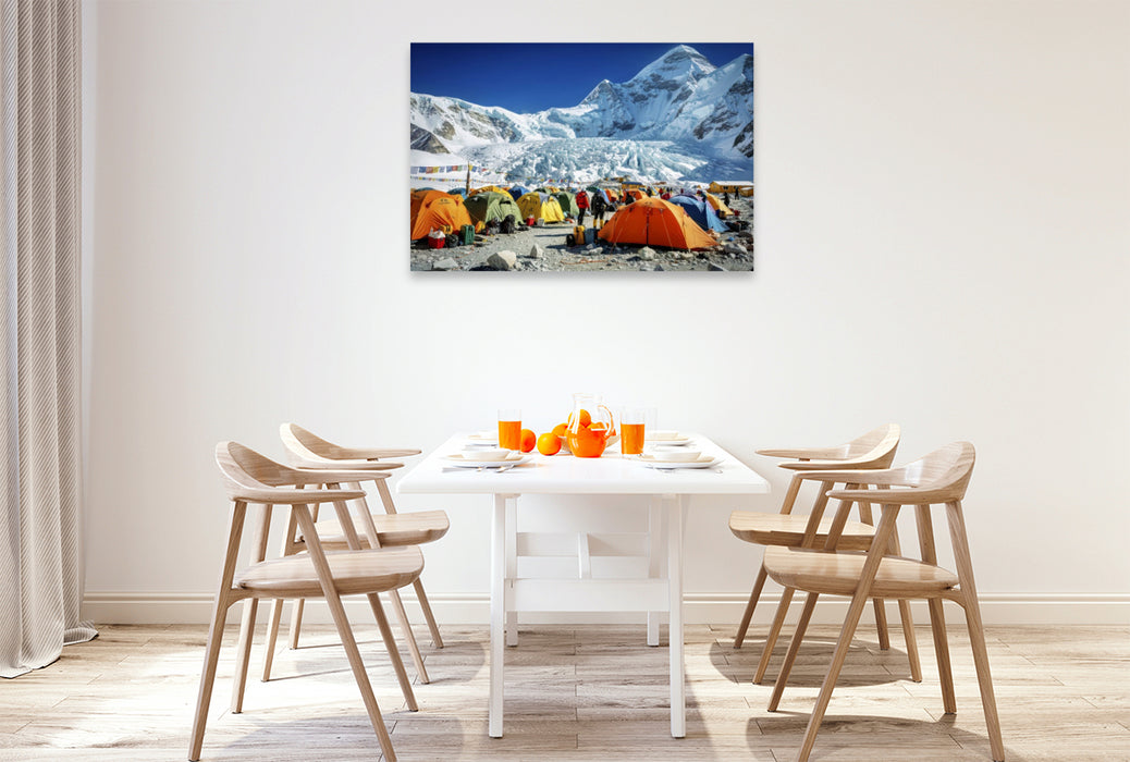 Premium Textil-Leinwand Wo Atem Mut wird — Der Everest beginnt im Kopf.