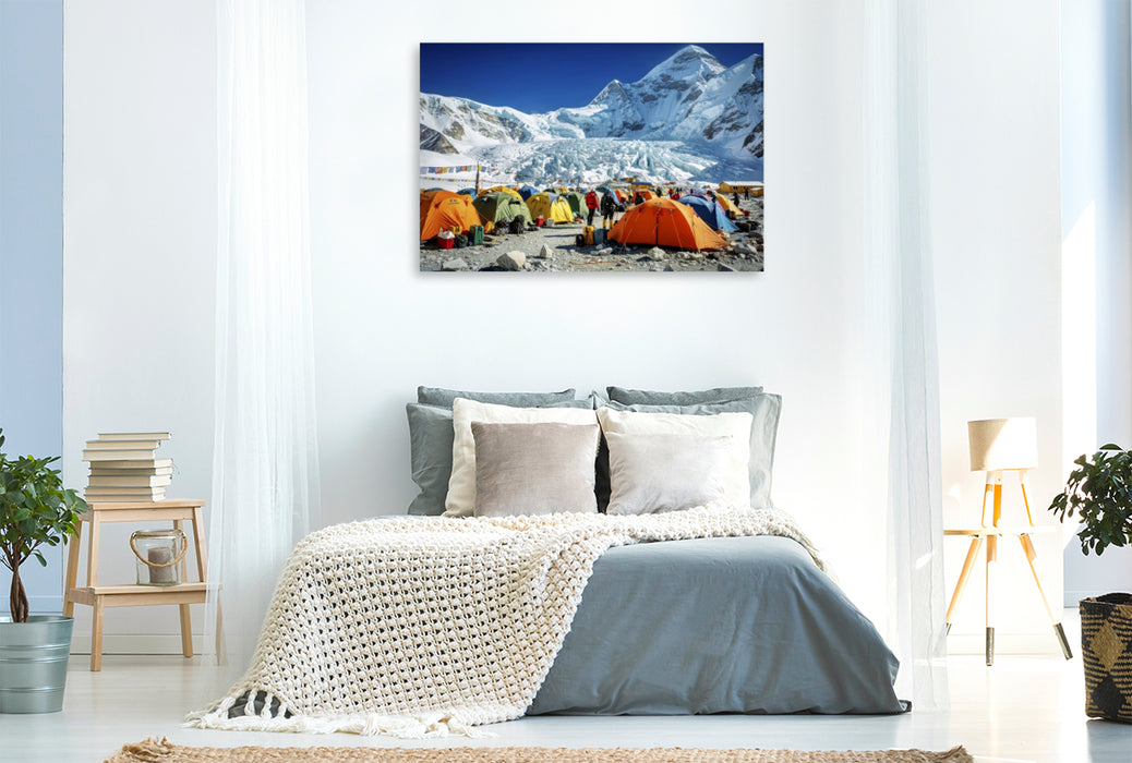 Premium Textil-Leinwand Wo Atem Mut wird — Der Everest beginnt im Kopf.
