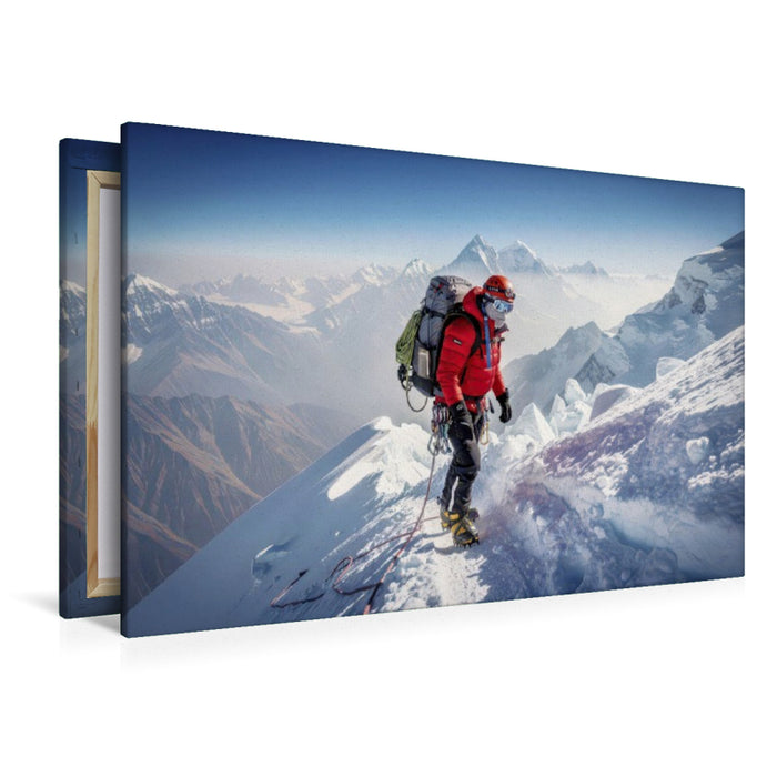 Premium Textil-Leinwand Höher als Ausreden — Der Berg ruft, du antwortest.