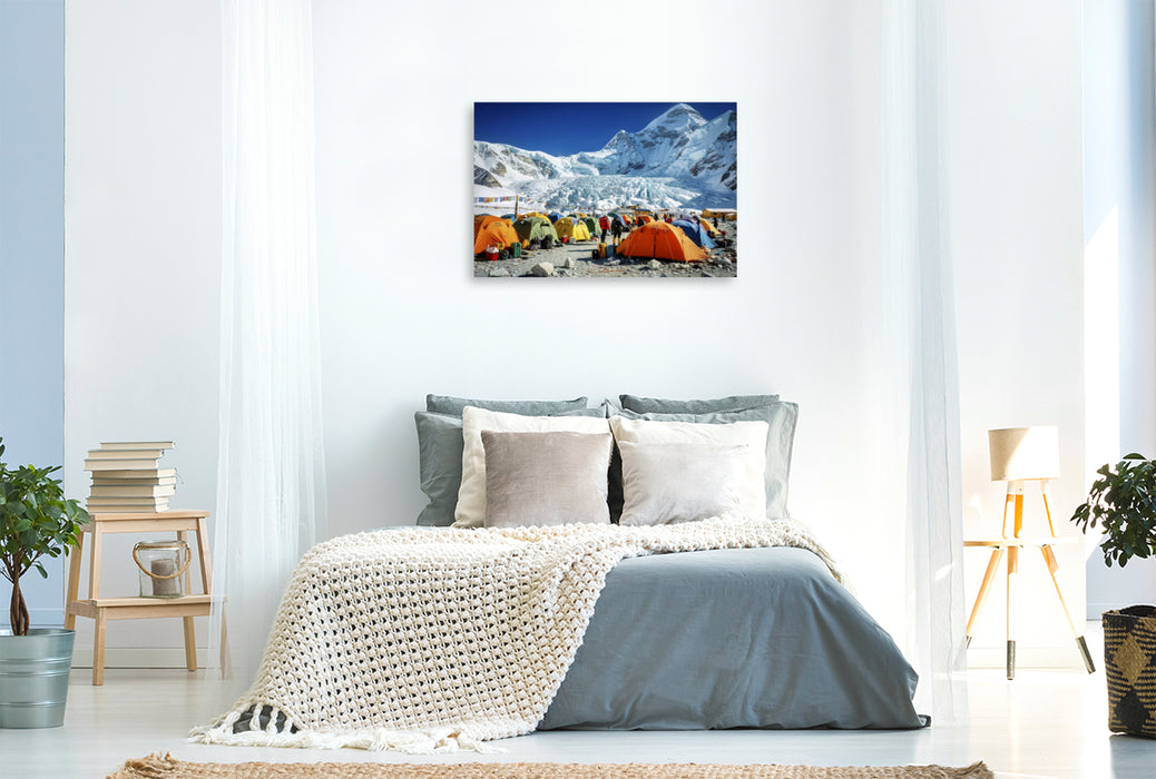 Premium Textil-Leinwand Wo Atem Mut wird — Der Everest beginnt im Kopf.