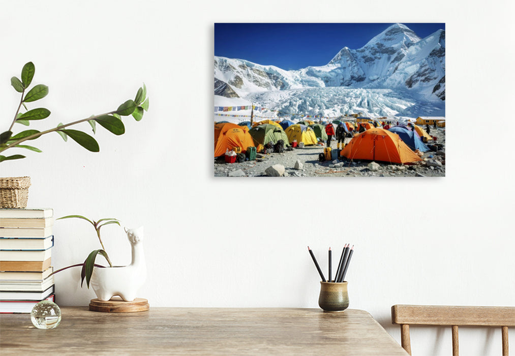 Premium Textil-Leinwand Wo Atem Mut wird — Der Everest beginnt im Kopf.
