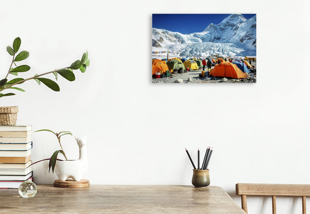 Premium Textil-Leinwand Wo Atem Mut wird — Der Everest beginnt im Kopf.