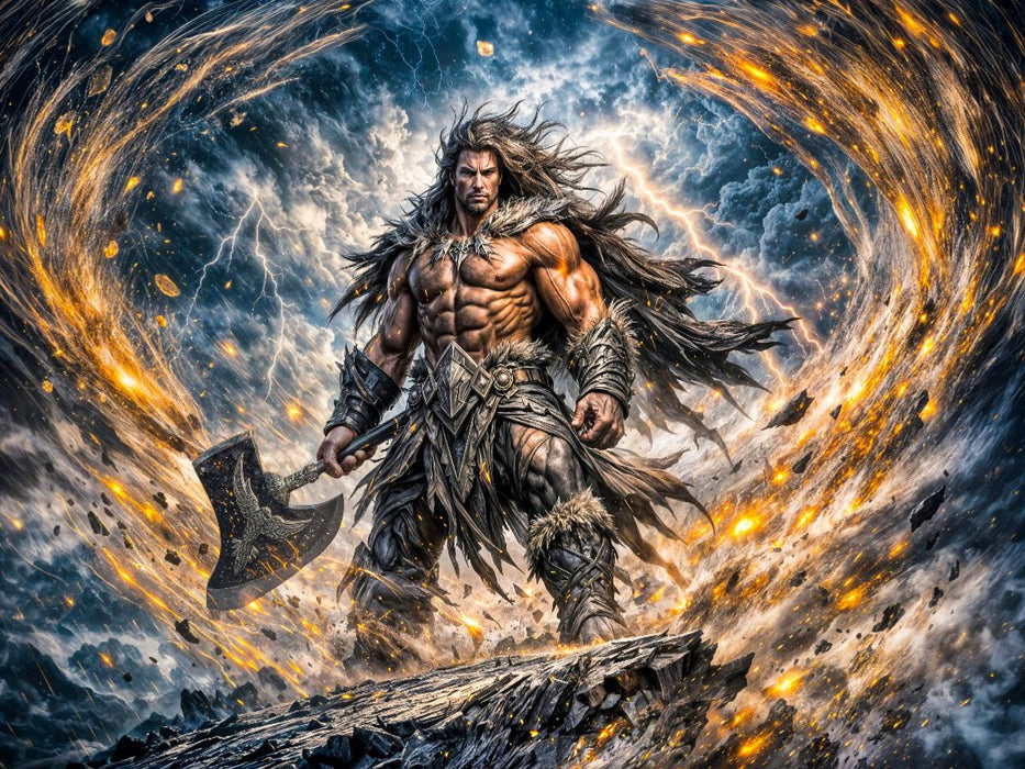 Berserker Puzzle Fantasy Krieger mit Magischem Feuerring - CALVENDO Foto-Puzzle'