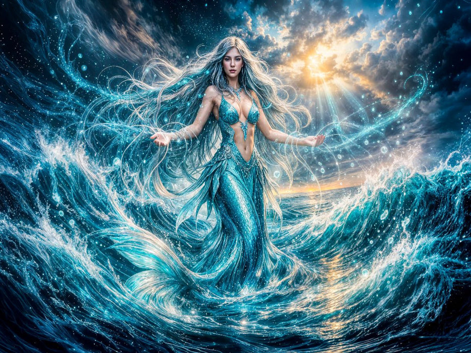 Meerjungfrau Puzzle Fantasy Figur aus Dunkler Meeresgischt - CALVENDO Foto-Puzzle'