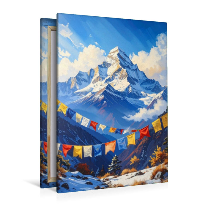 Premium Textil-Leinwand Gebetsfahnen und Himalaya