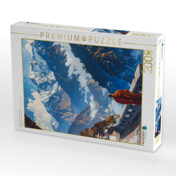 Pfad der Stille - Mönch in Tibet - CALVENDO Foto-Puzzle'
