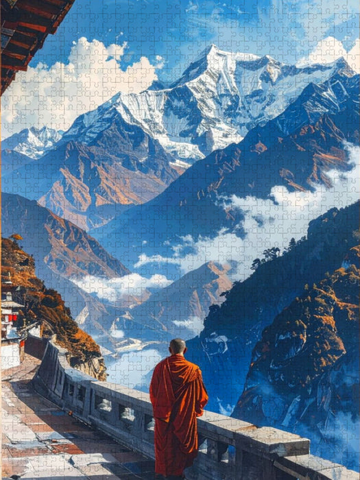 Pfad der Stille - Mönch in Tibet - CALVENDO Foto-Puzzle'