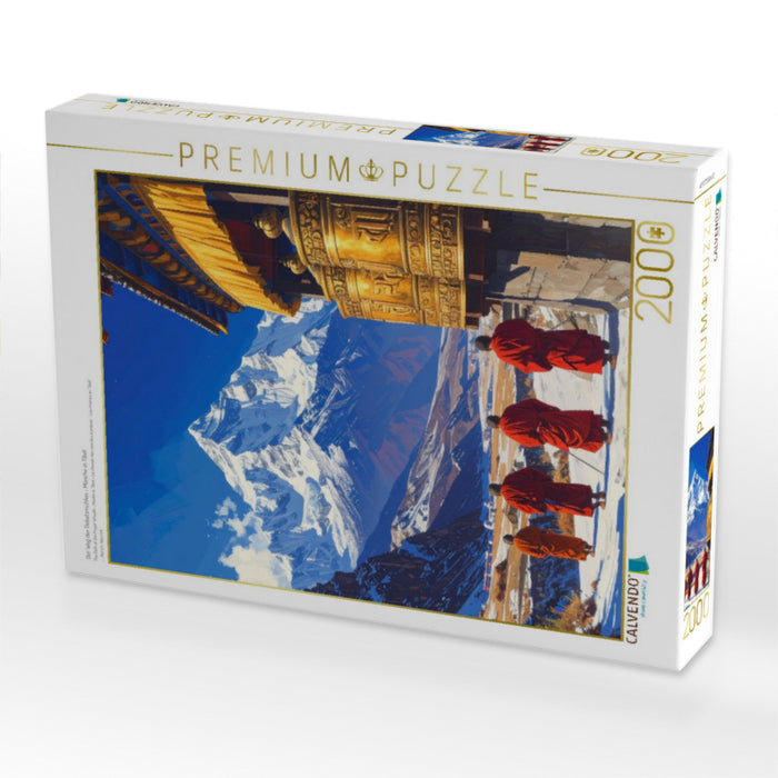 Der Weg der Gebetsmühlen - Mönche in Tibet - CALVENDO Foto-Puzzle'