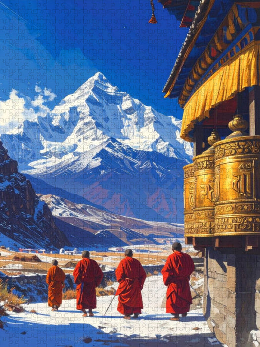 Der Weg der Gebetsmühlen - Mönche in Tibet - CALVENDO Foto-Puzzle'
