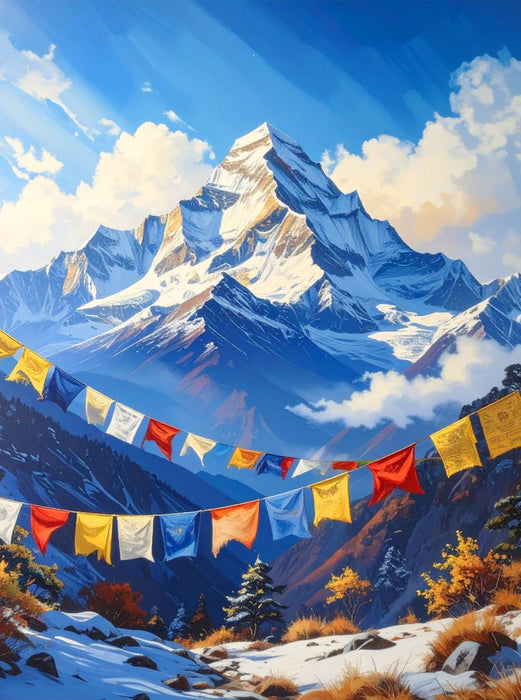 Gebetsfahnen und Himalaya - CALVENDO Foto-Puzzle'