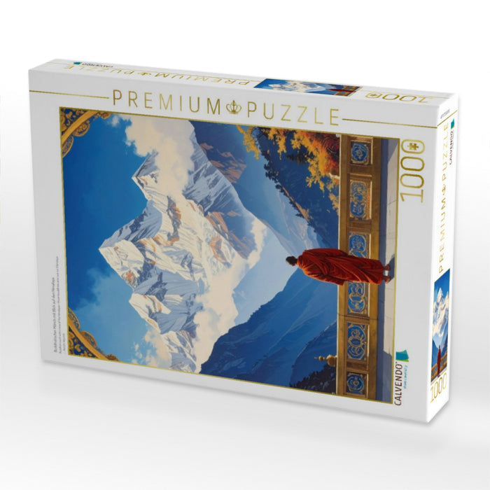 Buddhistischer Mönch mit Blick auf den Himalaya - CALVENDO Foto-Puzzle'