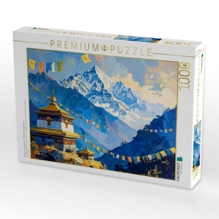 Himalaya und Buddhismus - Tibetische Gebetsfahnen - CALVENDO Foto-Puzzle'