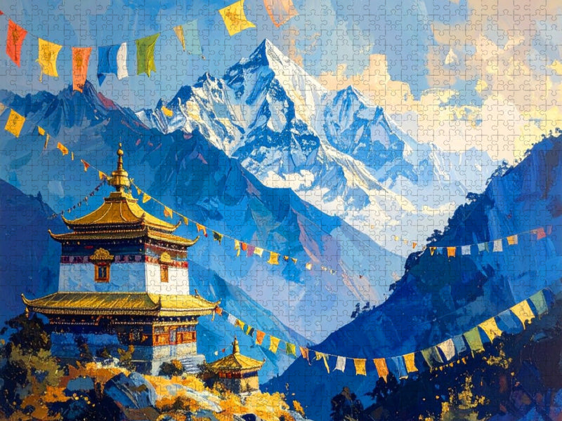 Himalaya und Buddhismus - Tibetische Gebetsfahnen - CALVENDO Foto-Puzzle'