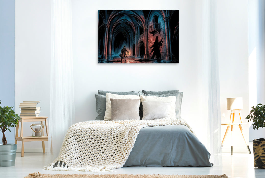 Premium Textil-Leinwand Ein Gast im Schloss der Finsternis