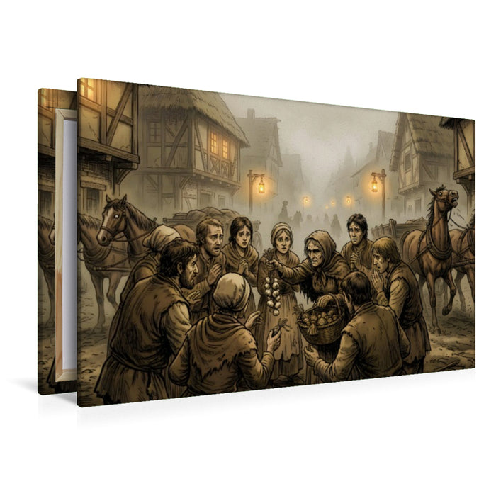 Premium Textil-Leinwand Die Dorfbewohner warnen vor Dracula