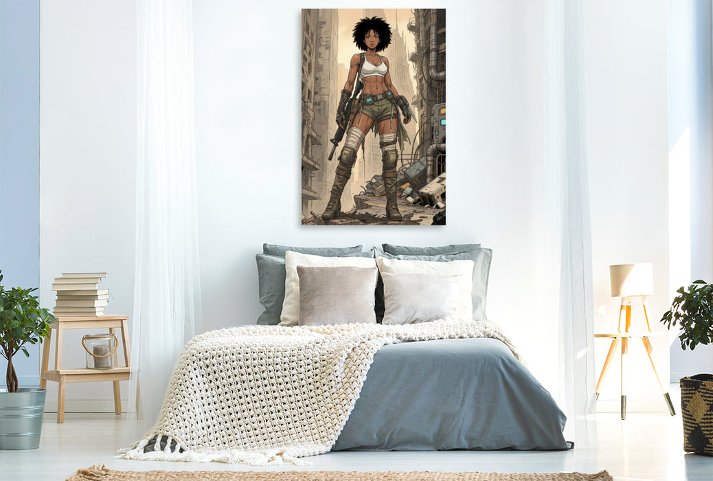 Premium Textil-Leinwand Tiana und das Erwachen in den Ruinen
