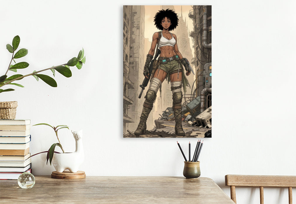 Premium Textil-Leinwand Tiana und das Erwachen in den Ruinen
