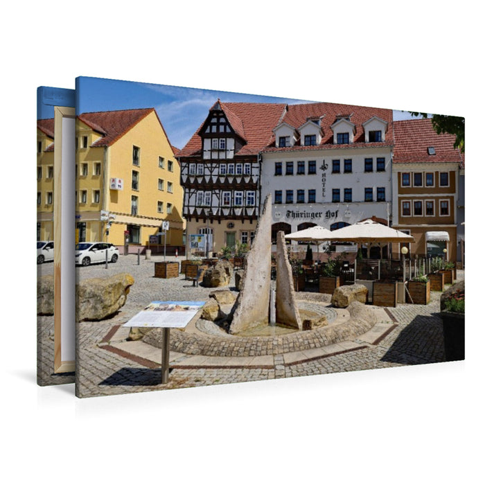 Premium Textil-Leinwand Der Wilhelm Hermanns Brunnen auf dem Anger
