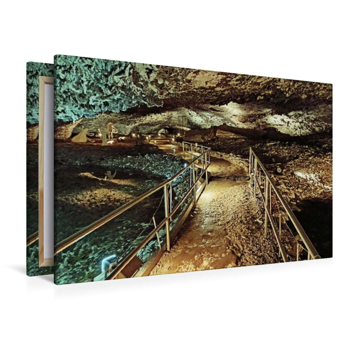 Premium Textil-Leinwand Barbarossahöhle - unterirdischer See