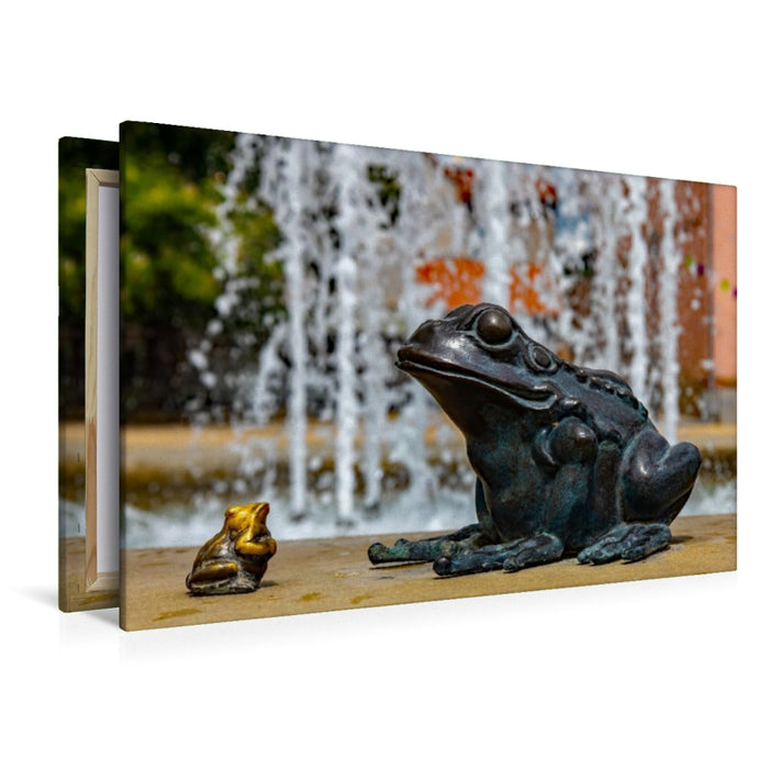 Premium Textil-Leinwand Wasserspiel auf dem Marktplatz