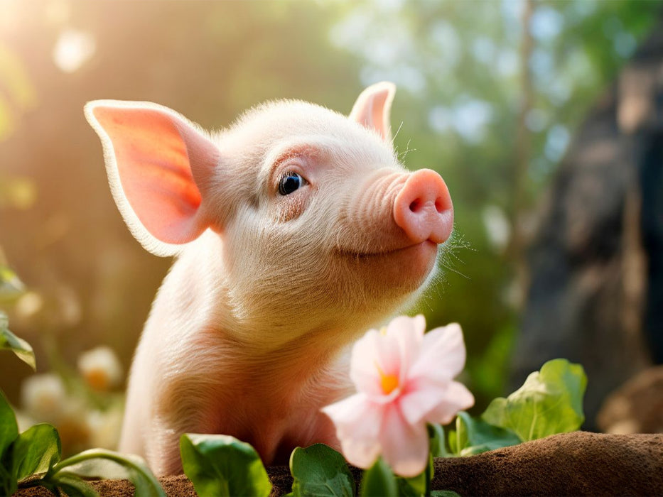 Niedliches Ferkel im Garten - CALVENDO Foto-Puzzle'