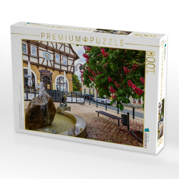 Rote Kastanien am Brunnen "Spielende Kinder" - CALVENDO Foto-Puzzle'