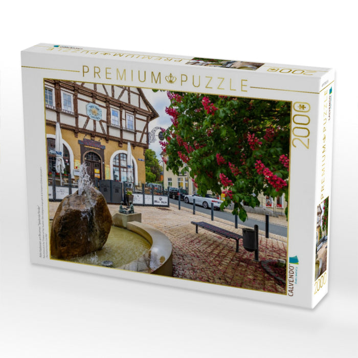 Rote Kastanien am Brunnen "Spielende Kinder" - CALVENDO Foto-Puzzle'