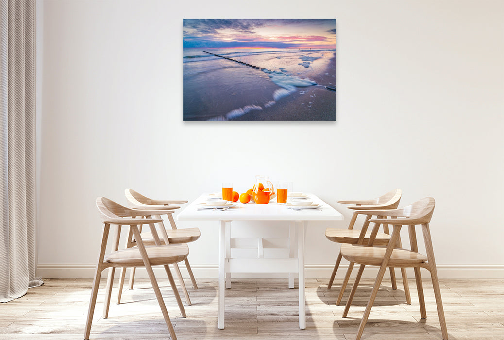 Premium Textil-Leinwand Morgendämmerung am Strand