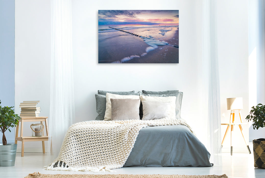 Premium Textil-Leinwand Morgendämmerung am Strand